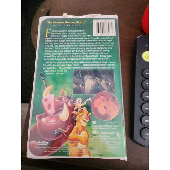 The‎ Lion King (VHS, 1995) - Picture 2 of 3